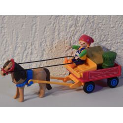 Calèche Du Centre Equestre Et Petit Employé Playmobil