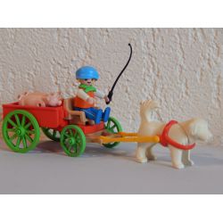 Superbe Rare Et Complet Enfant Cariole Et Cochons 5505 Playmobil